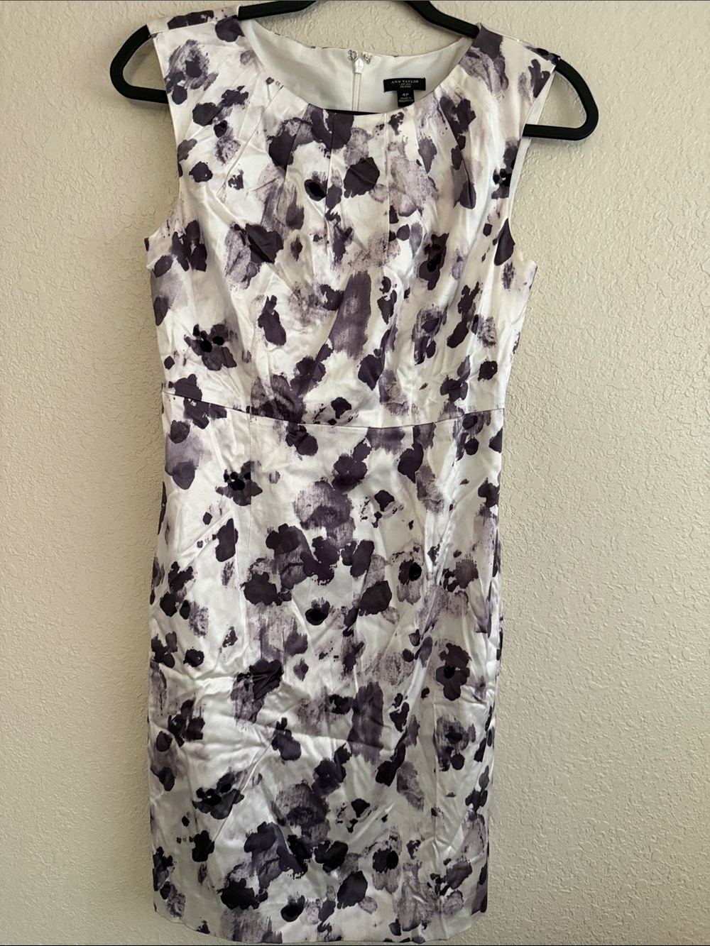 Ann Taylor White Dress with Purple Floral Print